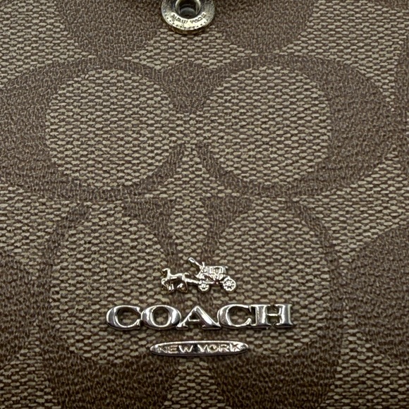 Coach Signature Medium Corner Zip Wallet - Brown/Plum - Picture 11 of 12